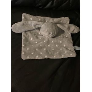 Doudou plat Lapin gris blanc &eacute;toiles luminescent PAT & RIPATON 20*20cm - Occasion