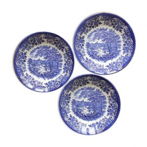 3 Assiettes Calottes En Faence Anglaise Broadhurst Staffordshire Bleu - Occasion