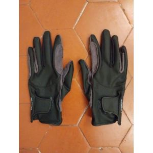 Gants D&rsquo;&Eacute;quitation Gris Et Noir '560' De Fouganza - Occasion
