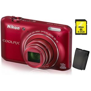 Pack : Nikon CoolPix S6400 Rouge + Etui + Carte SDHC 8 Go - Occasion