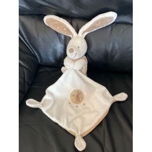 Lapin POMMETTE doudou blanc et beige avec mouchoir soleil - Occasion