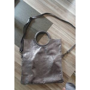 Sac cuir gris iris&eacute; - Occasion