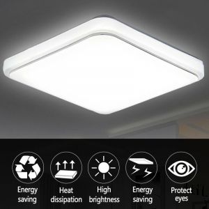 Plafonnier Led Carr&eacute; Blanc Au Design Moderne, Montage En Surface, Luminaire D&eacute;coratif De Plafond, Id&eacute;al Pour Un Salon, Une Chambre &Agrave; Coucher Ou Une Cuisine, 12/24w, 36w - Occasion