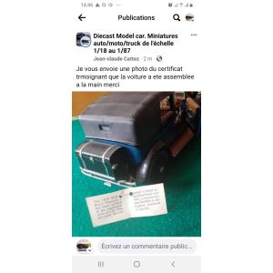 Vente D'une Rolls Royce Phantom 1929 Au 1/18 V&eacute;hicule Fait Main Enti&egrave;rement M&eacute;tal V&eacute;ritable Et Certificat Sieges Tissus Vehicule De 800gr Bon Etat Model Rare 6cyl. Prix &Eacute;lev&eacute; - Occasion