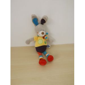 doudou lapin multicolore ronds mots d'enfants - Occasion