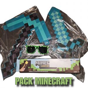 Pack Minecraft d&eacute;couverte (Lampe Torche, Lunette Creeper, &Eacute;p&eacute;e et Pioche) - Occasion