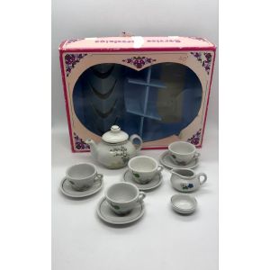 Dînette service thé café mini porcelaine vintage RDA animaux campagne blanc liseré or doré - Occasion
