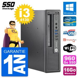 Mini PC HP EliteDesk 800 G1 USDT Core i3-4130 RAM 16Go SSD 960Go Windows 10 Wifi - Occasion
