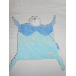 Doudou Plat Carre 4 Noeuds Ours Dormeur Blanc Bleu Vert Kaloo Poisson Gris Reflet Mer Vague Ocean - Occasion