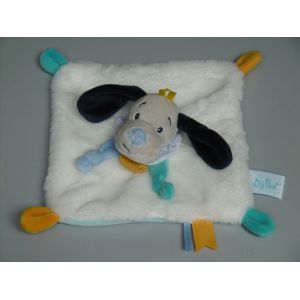 Doudou Chien Pépin Plat Blanc Bleu Jaune Gris Baby Nat - Occasion