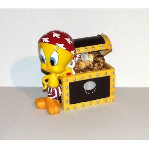 figurine Titi Pirate tirelire Coffre Tresor En Resine decoration Warner Bros - Occasion