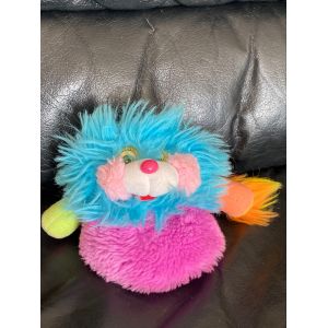 Doudou peluche vintage popples bleu vert violet orange 13cm - Occasion