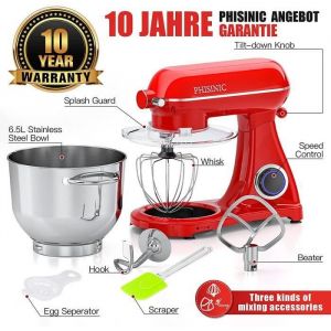 Robot P&acirc;tissier, PHISINIC 1800W P&eacute;trin Professionnel, Bo&icirc;tier tout en M&eacute;tal, Faible Bruit Robot de Cuisine Multifonction avec Fouet, - Occasion