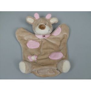 Doudou Girafe Vache Beige Rose Marionnette Bébé 9 - Occasion