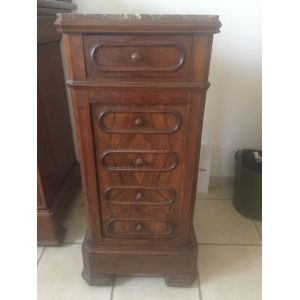 Table De Chevet Abattants En Acajou Et Placage Acajou Poque Louis Philippe Bois - Occasion
