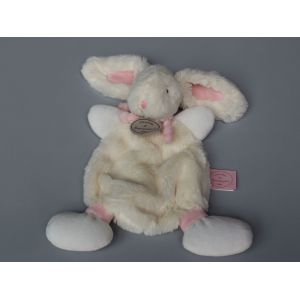 Doudou Lapin Plat Blanc &Eacute;cru Rose Doudou Et Compagnie - Occasion