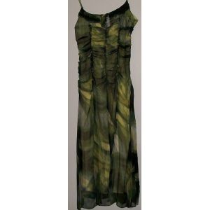 Robe Longue( Vert Anis Et Noir) Pure Soie - Occasion