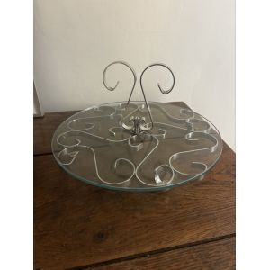 Joli Plateau &Agrave; Fromage En Verre Et Inox Arabesques - Occasion