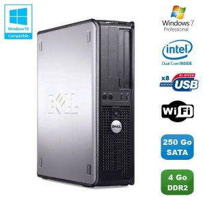 PC DELL Optiplex 760 DT Intel Dual Core E5200 2,5Ghz 4Go DDR2 250Go WIFI Win 7 - Occasion
