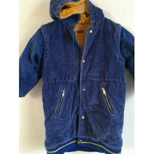 Manteau Bleu Dur / Jaune Catimini Taille 6 Ans En Velours Idée Cadeau - Occasion