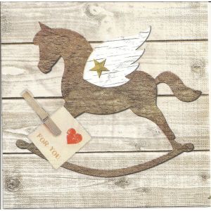 Lot De 2 Serviettes Déco Papier: Cheval À Bascule En Bois - Occasion