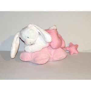 Doudou Lapin Rose À Pois Musical Berceuse Sur Un Nuage Rose Tex 18cm - Occasion