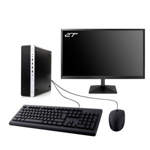 PC HP EliteDesk 800 G3 SFF Ecran 27" Intel I3-6100 RAM 16Go SDD 240Go W11 Wifi - Occasion