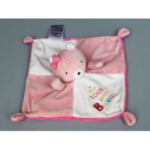 Doudou ours plat bisous blanc rose Mots d'Enfants - Occasion