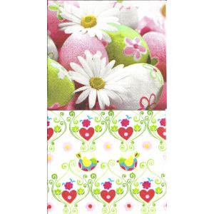 Lot de 2 serviettes d&eacute;co papier Paper Design: Oeufs de P&acirc;ques fleuris , arabesques et poussins - Occasion