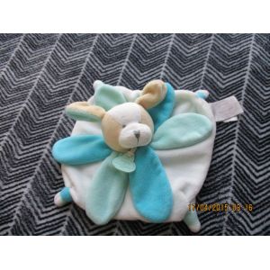 Doudou Plat Chien Blanc Et Bleu Turquoise Avec Ses P&eacute;tales Doudou Et Compagnie - Occasion