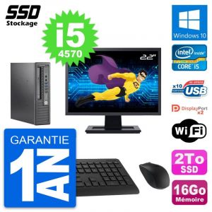 Mini PC HP 800 G1 USDT Ecran 22" Intel i5-4570 RAM 16Go SSD 2To Windows 10 Wifi - Occasion