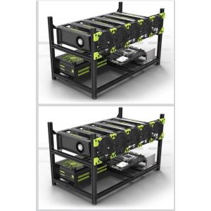 Professional 6 GPU Miner Miner Case Aluminium Cadre Mining Rig Noir - Occasion