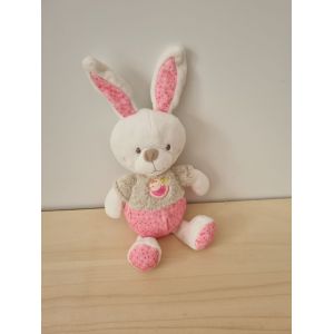 Doudou Lapin Blanc Rose Oiseau Mots D'enfants - Occasion