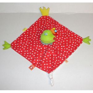 Doudou Grenouille A Pois Blanc Marionnette Dushi Peluche Grenouille Couronne Rouge Vert - Occasion