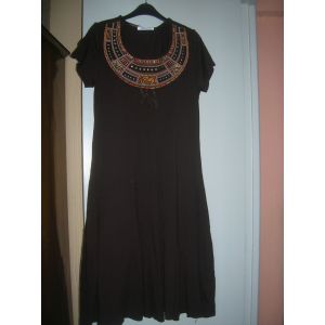 Robe Christine Laure Bodée Évasée Viscose 44 Marron - Occasion