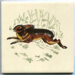 Vintage - Carreau De Fa&iuml;ence - Le Li&egrave;vre - " Gien " - Pour Dessous De Plat Ou D&eacute;co - 15 X 15 Cm - Occasion