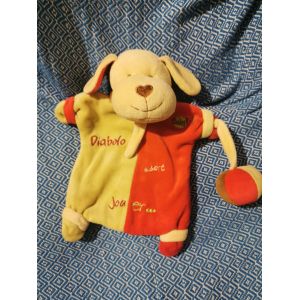 Doudou Chien Marionnette Vert Rouge Diabolo Ballon Baby Nat - Occasion