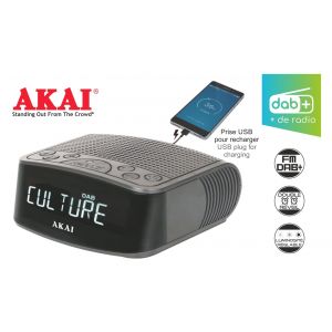 RADIO-RÉVEIL FM/DAB+ ET USB DE CHARGE - Akai - Noir - Occasion