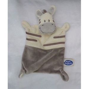 Doudou Peluche Plat Zèbre Gris Blanc Mots D'enfants - Occasion
