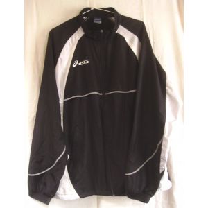 Veste De Survêtement / Coupe Vent - Noir Et Blanc - Asics - Xxl - Occasion