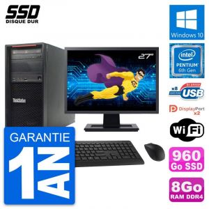 PC Tour Lenovo P320 MT Ecran 27" Intel G4400 RAM 8Go SSD 960Go Windows 10 Wifi - Occasion