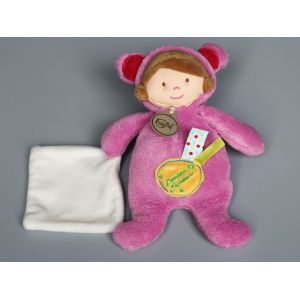Doudou Poupée Souris Rose Mouchoir Blanc Doudou D'amour Baby Nat - Occasion