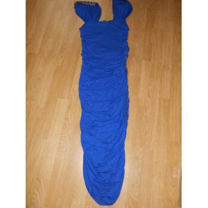 Robe Fourreau Drapé Bleu-Roi À Strass - Taille 38/40 - Occasion