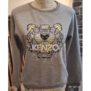Pull Gris Kenzo Avec T&ecirc;te De Lion Brillante Brod&eacute;e - Occasion