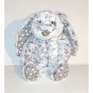 Doudou Lapin Gris Blanc Chiné Atmosphera Peluche Lapin 30 Cm - Occasion