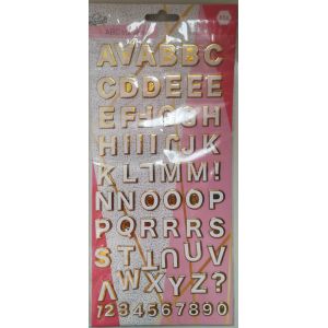 Planche Stickers Autocollants Alphabet Et Chiffres Pour Scrapbooking, Carterie, Décoration... - Occasion