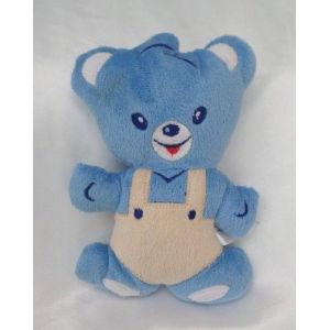 Doudou Peluche Ours Bleu Semi Plat Salopette Beige Nestl&eacute; - Occasion