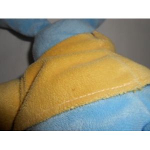 Doudou Peluche Lapin Bleu Grelot Futuroscope Yeux Etoile Fusee Tee Shirt Pull Jaune Truffe Nez Coeur Orange Bruit Dans Les Oreilles - Occasion