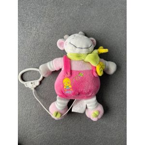 Doudou Peluche Vache Nicotoy Rose Musical Poussin Brodé - Occasion