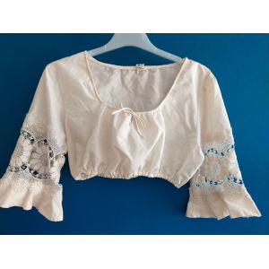 Top Court Blanc Cassé Écru Crochet Dentelle T44 - Occasion